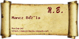Mancz Béla névjegykártya
